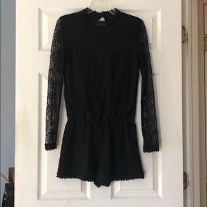 Zara long sleeve romper in black